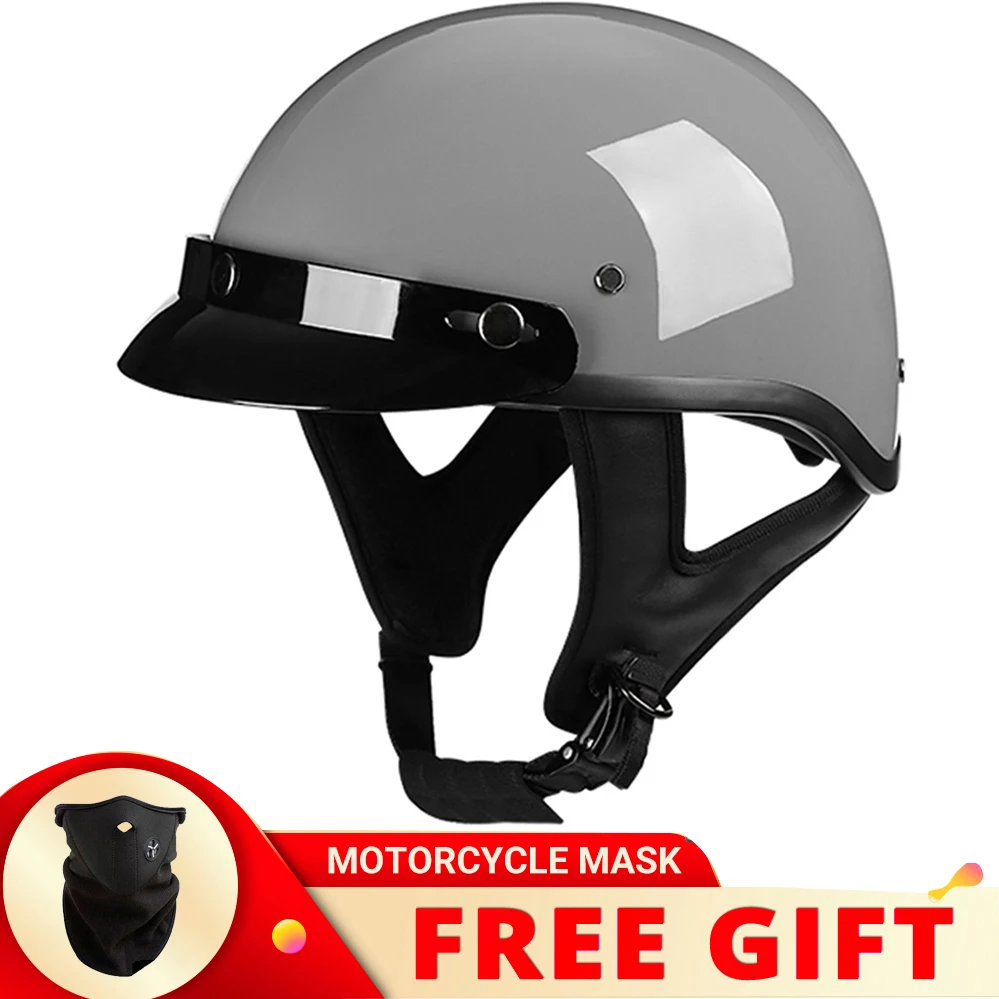 

JYT Vintage Half Open Face Motorcycle Helmet Cruiser Retro Cafe Racer Scooter Motorbike Riding Casco Moto Capacete DOT Approved