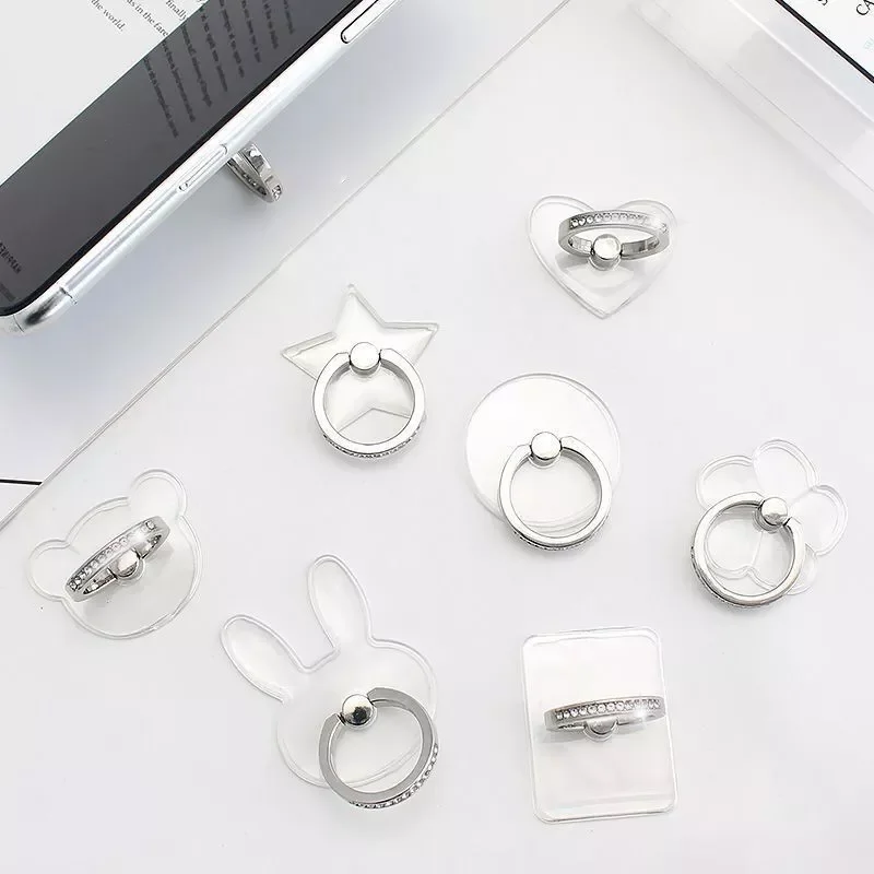 

Finger Ring Mobile Phone Smartphone Stand Holder Cell Smart Round Phone Ring Transparent Cat Holder Heart Socket Car Mount Stand