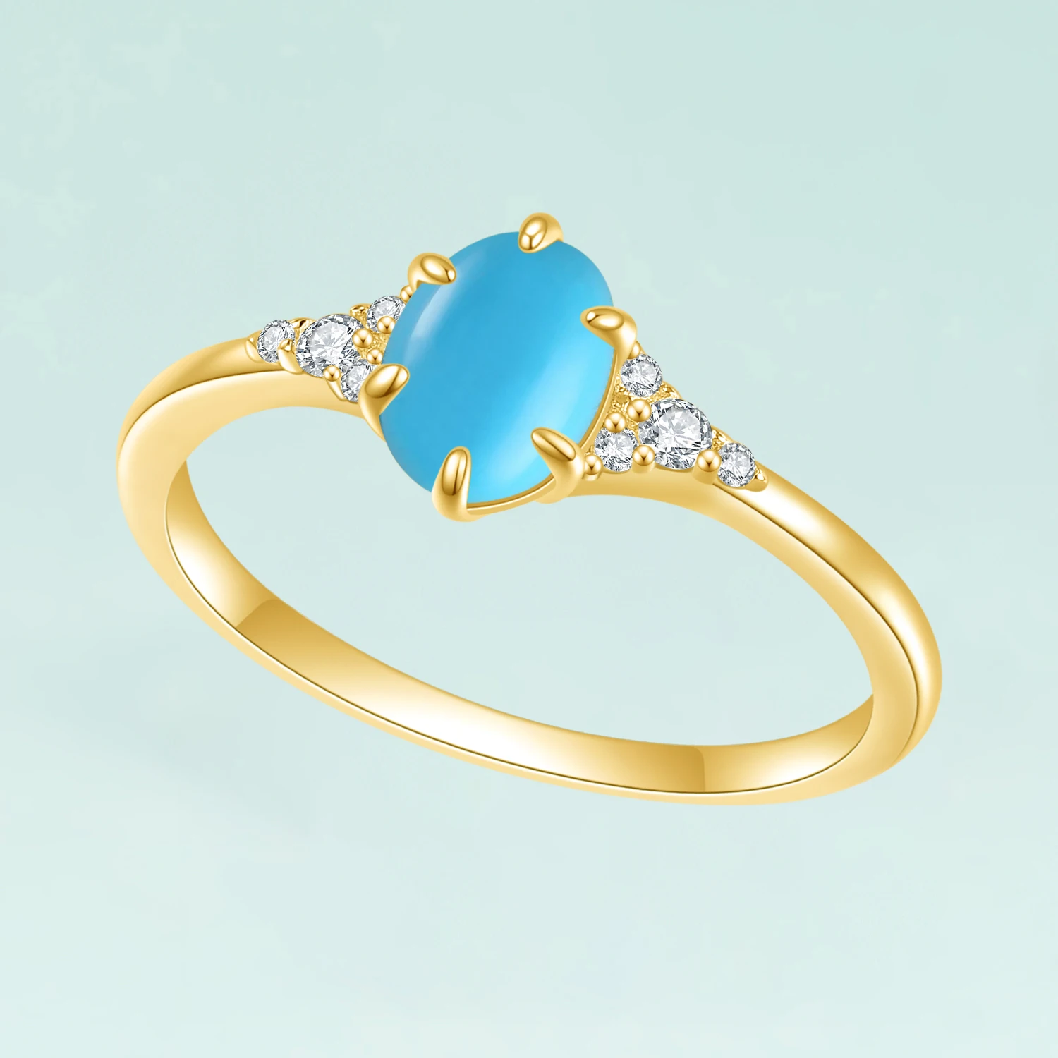 

Gem's Beauty Кольца с овальной огранкой Lab Blue Turquoise Halo Rings Fashion 14K Gold Filled 925 Sterling Silver Ring Fine Jewelry for Women Girl