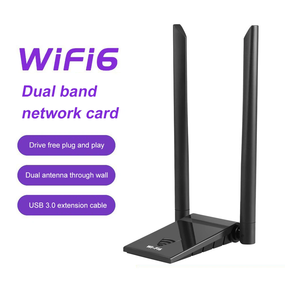 

WiFi6 Wireless USB WiFi Dongle 1800Mbps Dual Band Network Card Receiver 2.4/5.8G Powerful External Antenna for PC Desktop Laptop