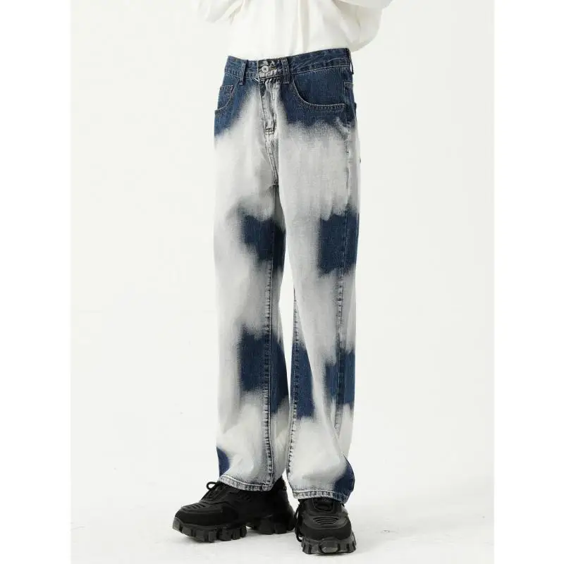 Poetry | Four Seasons New Products Tie-dye Splashed Ink Jeans Male Ins Trend Loose Street Pants Classic Pants