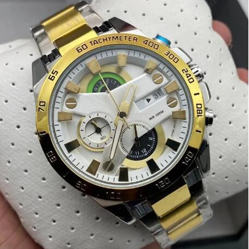 

Luxury sport High Quality Mens Japan Quartz Watch For ca efr540 watches Pilots Chronograph Clock Luminous gold white timer hour