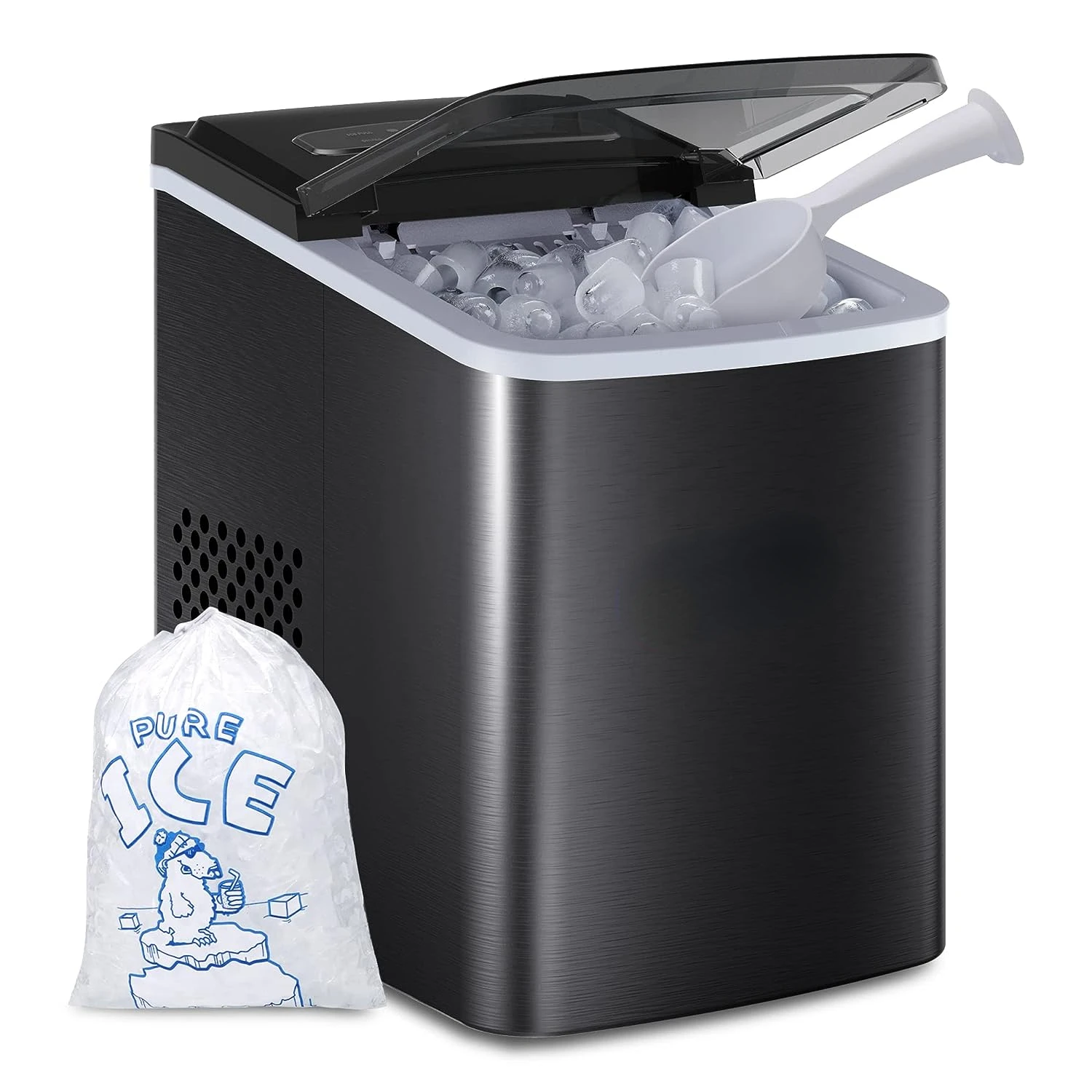 

Портативная столешница для льда, 9 кубиков в готовности за 6 минут, 26 фунтов за 24 часа, самоочищающаяся машина для льда с мешками для льда/льда Sc