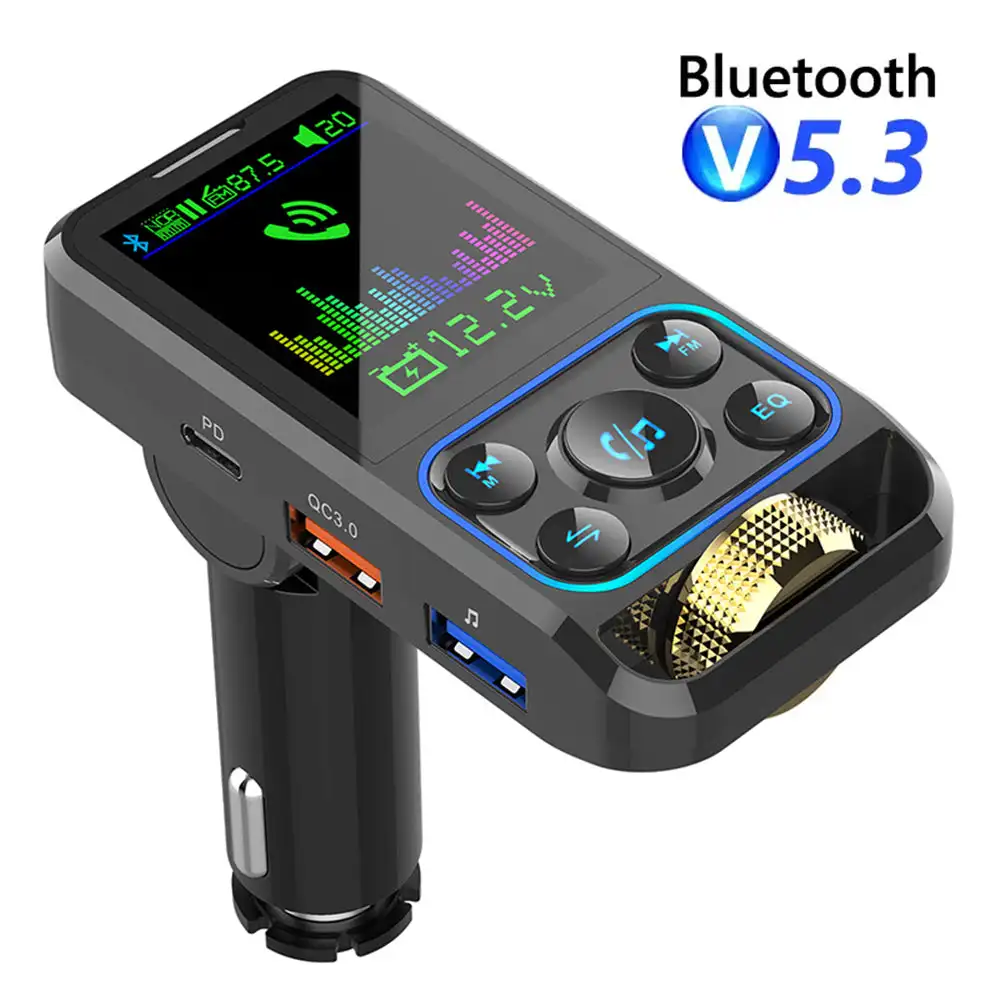 

FM Transmitter Car Bluetooth Handsfree Car Kit AUX Audio Receiver QC3.0 PD 30W Fast Charging Mp3 Player FM Modulator