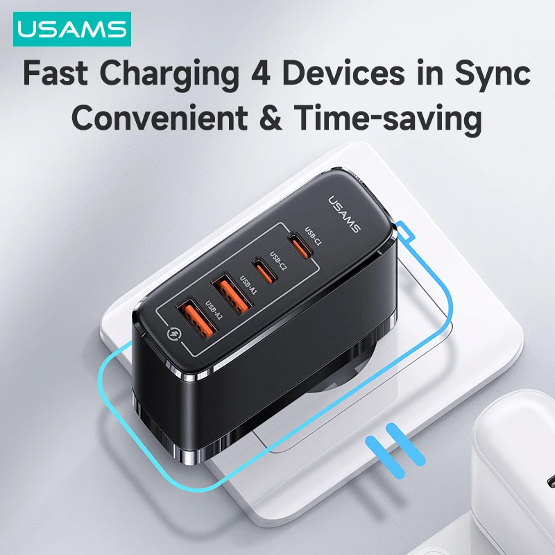 usams 100w gan charger pd qc3 0 scp fcp afc quick charge portable phone charger for apple macbook huawei phone laptop tablet free global shipping