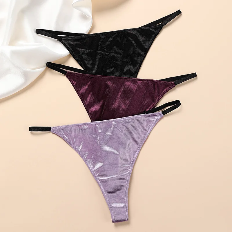 

Ice Silk Seamless Panties For Women Sexy Temptation Thongs Lady Satin Underwear Female T-Back Bikini Undies G-String Tanga Mujer