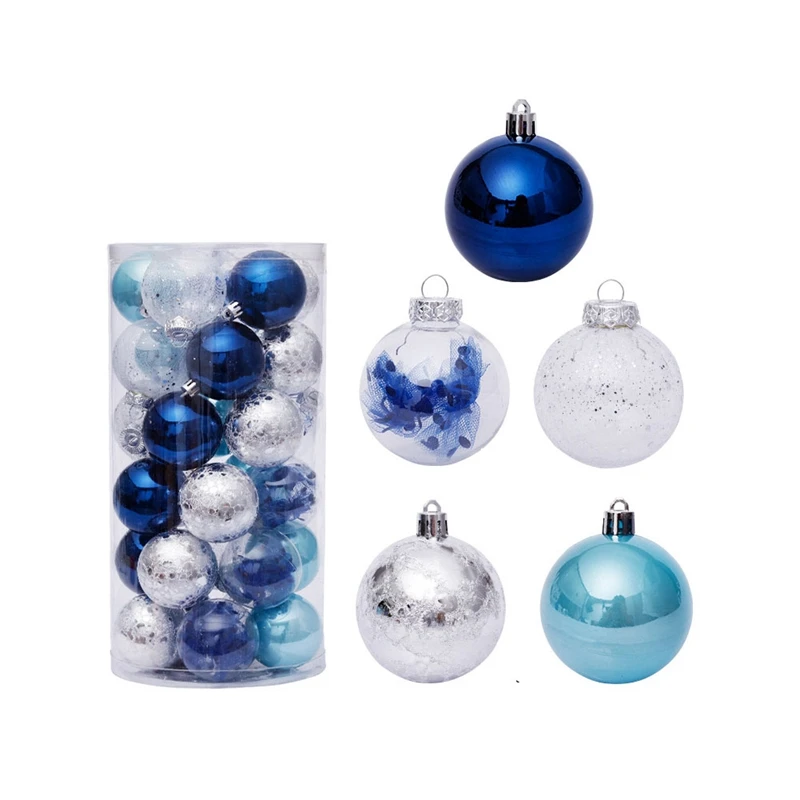 

30Pcs Christmas Balls 6Cm For Tree Blue Christmas Balls Plastic Christmas Tree Ornaments Decorations Home Pendants