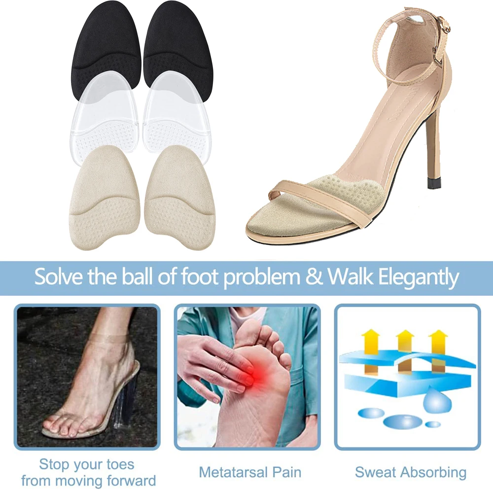 Silicone Half Insoles for Shoes Women High Heels Sandals Forefoot Insert Metatarsal Foot Pads Gel Insoles Non-slip Feet Cushion