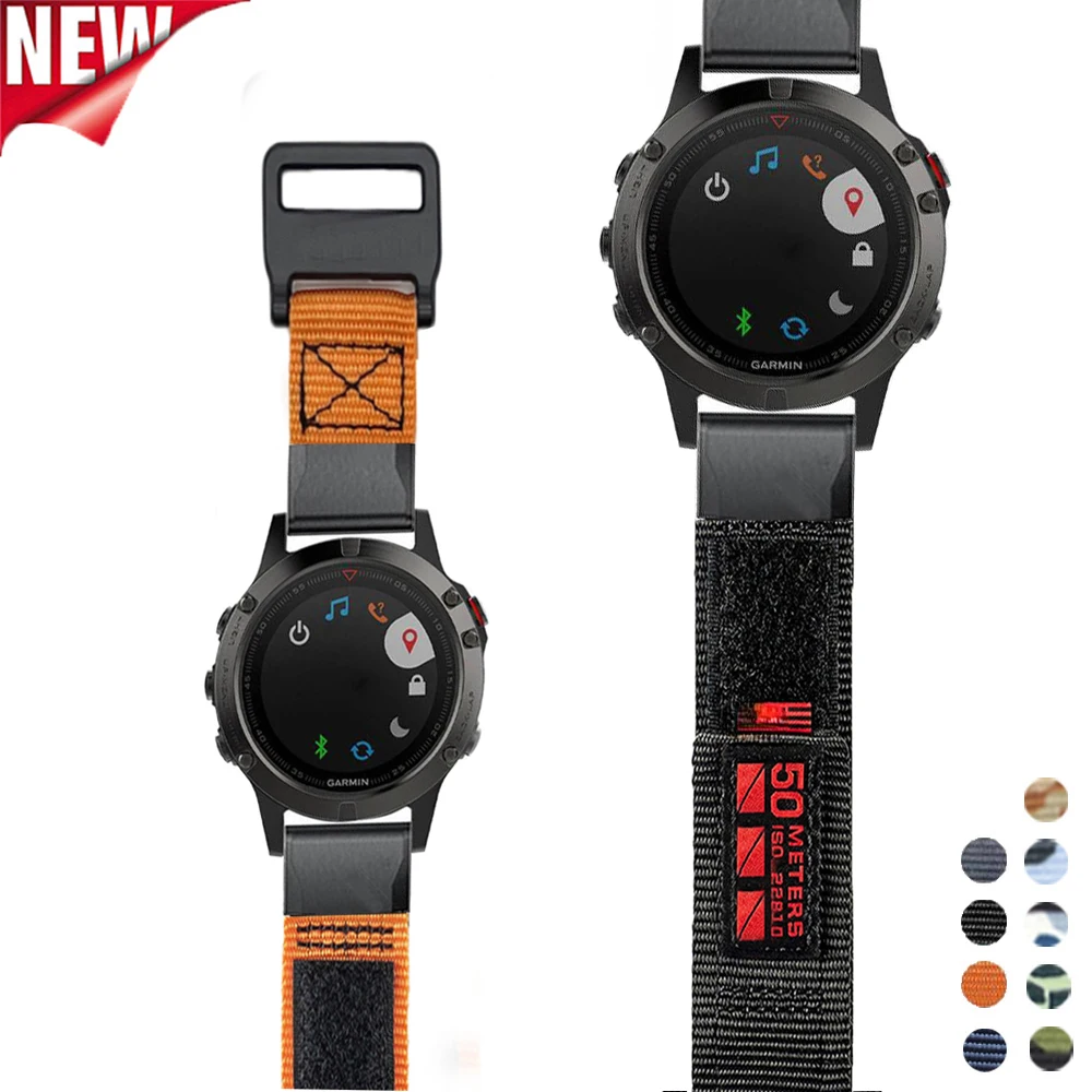 

Black Quickfit Garmin Watch Band Super Rugged Nylon Sports Strap Woven Loop For Fenix 7 6 5 Instinct Tactix 20mm 22mm 26mm