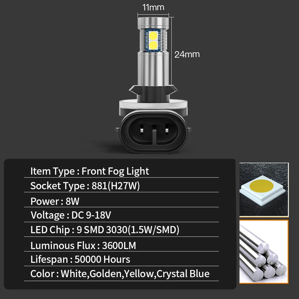 Светодиодные противотуманные фары 2 шт. лампа Canbus 881 H27W для Kia Carens Ceed Cerato Saloon Magentis