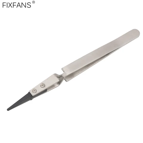 Прецизионные обратные пинцеты, антистатические пластиковые пинцеты с ручкой из нержавеющей стали с круглым наконечником ESD для хобби, инструмент для ремонта телефонов