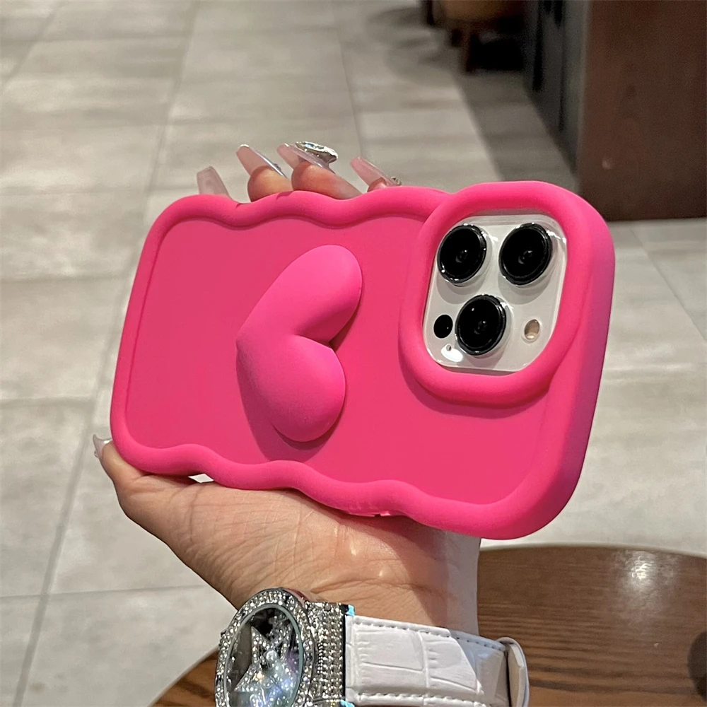 Волнистая рамка с большим любовным сердцем мягкая фоторамка для Realme 2 5 10 11 12 Pro Plus