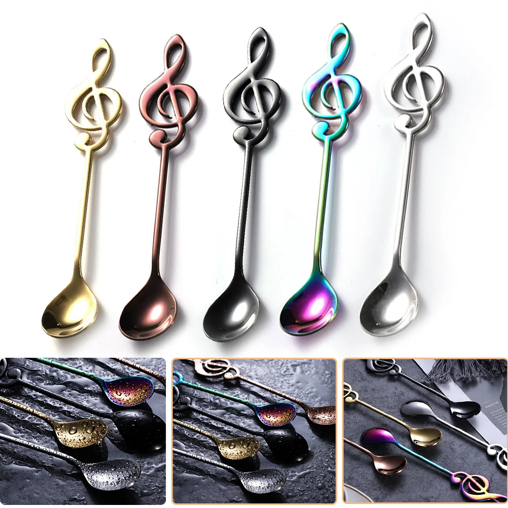 

1pc Stainless Steel Musical Coffee Stirring Spoon Long Handle Teaspoon Spoon Cocktail Stirring Spoons Cutlery Kitchen