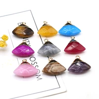 wholesale natural stone pendants sector shape lapis lazuli turquoise for charms jewelry making diy women necklace earring gifts