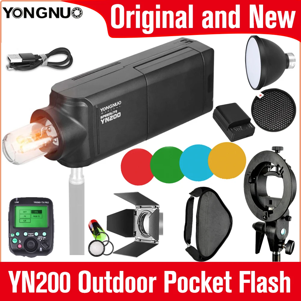 YONGNUO YN200 TTL Outdoor Pocket Flash Light 2.4G 200W 1/8000 HSS Speedlite Flash Strobe for Canon Nikon Sony pk Godox AD200Pro