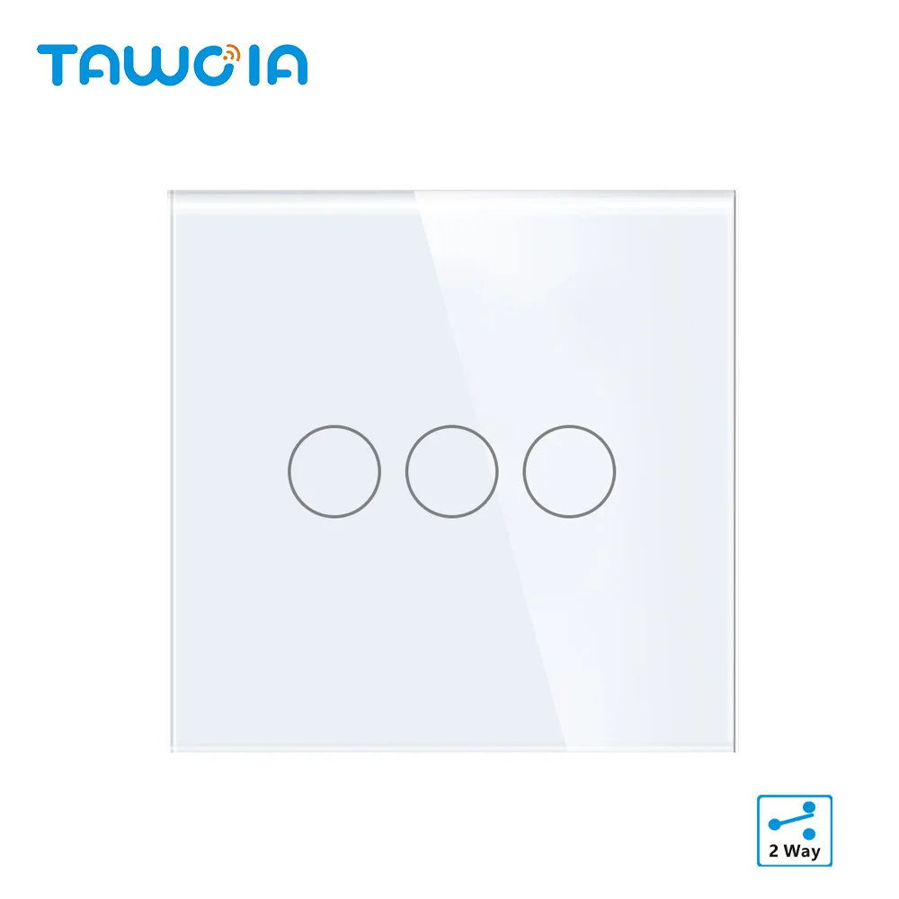 

TAWOIA Touch Switch 3 Gang 2 Way Light Touch Switch With Glass Panel 4 Colors Touch Switch EU UK Standard Home Improvement