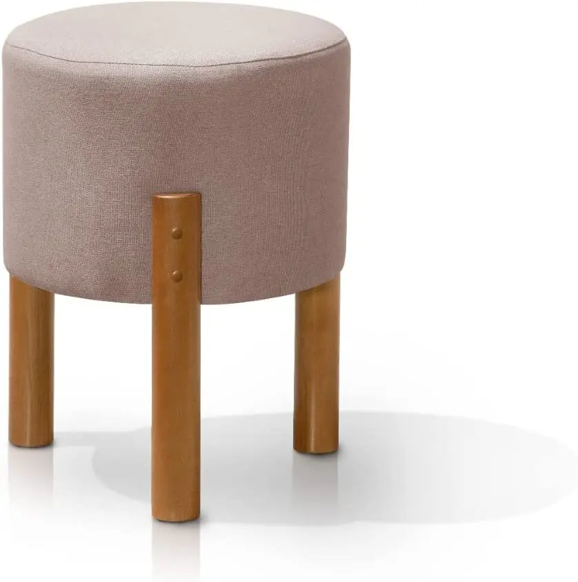 

Decorative Round Thor Puff with Feet in Solid Wood Rose