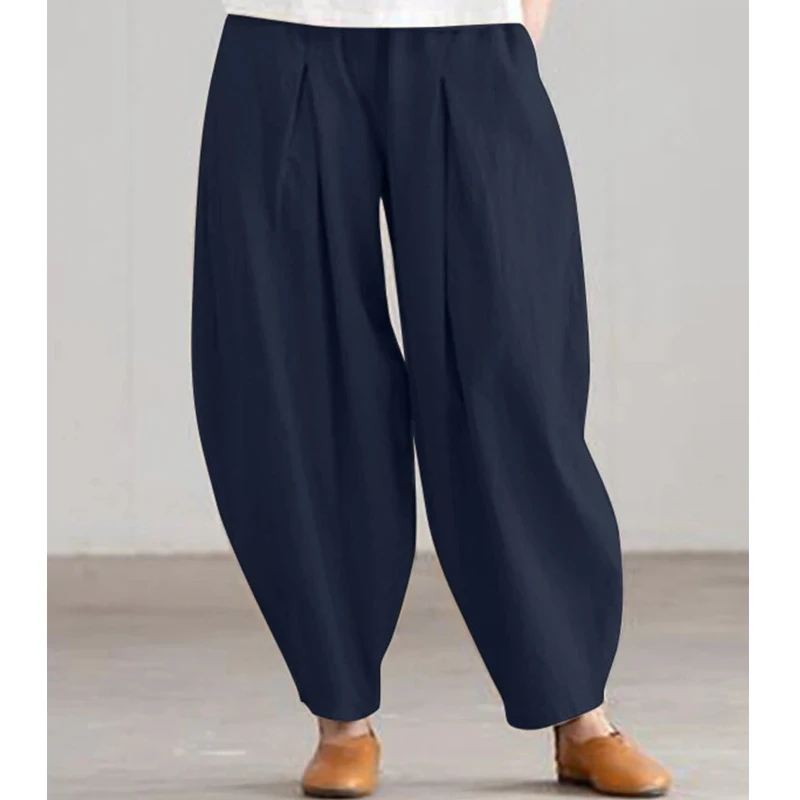 

Fashion Casual Solid Harem Pants Women Japanese Apricot Linen Loose Wide-leg Pants Indolent Ladies Trouser Pantaloni Donna 24298