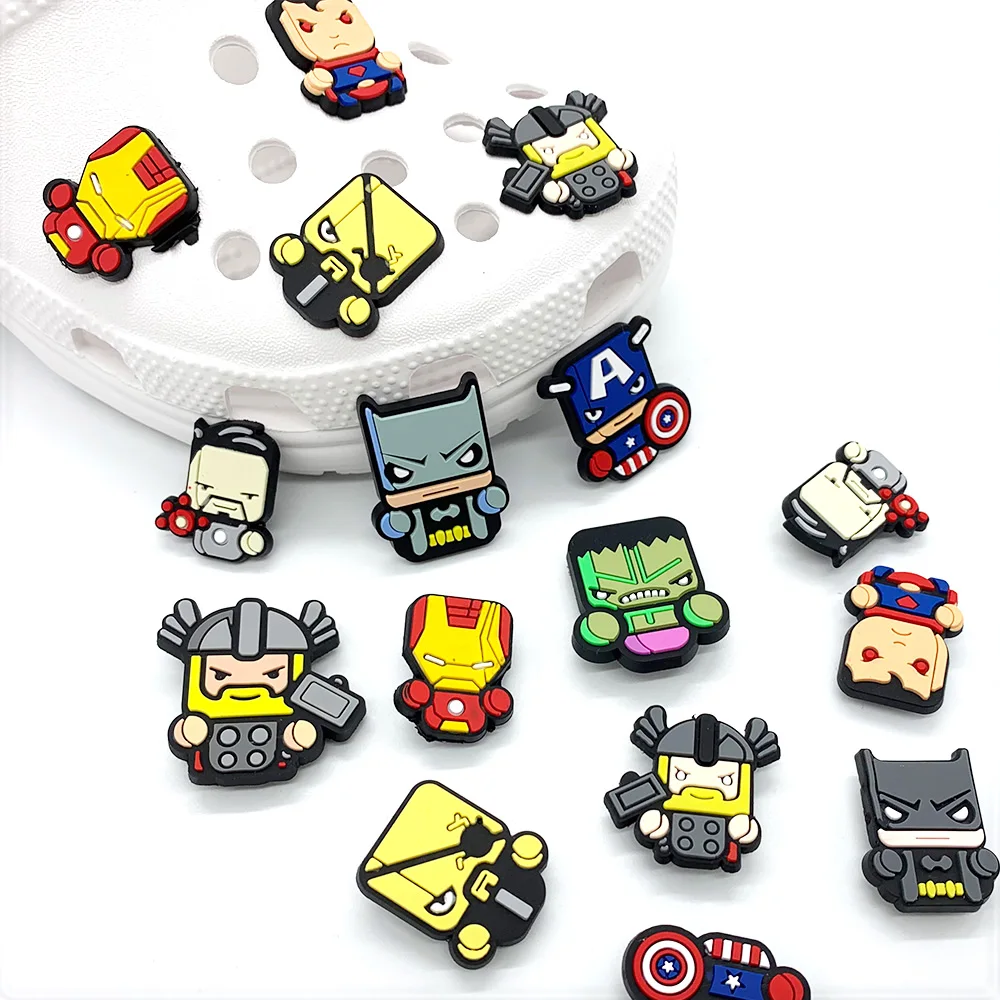 

1pc Cartoon Hero Character Shoe Charms Super Shoe Aceessorie Fit For Clogs Sandals Decoration For Kids X-mas Gifts Croc JIBZ