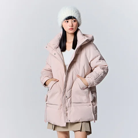 Пуховик Semir женский средней длины, текстурная Свободная куртка с капюшоном, мягкий милый толстый, зимний сезон 2023