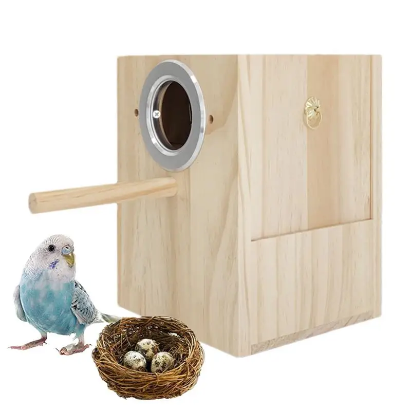 

Wood Bird House Nest Birds Breeding Box Bird Parrot Breeding Decorative Cages Pet Accessories Home Balcony Decoration Mating Box