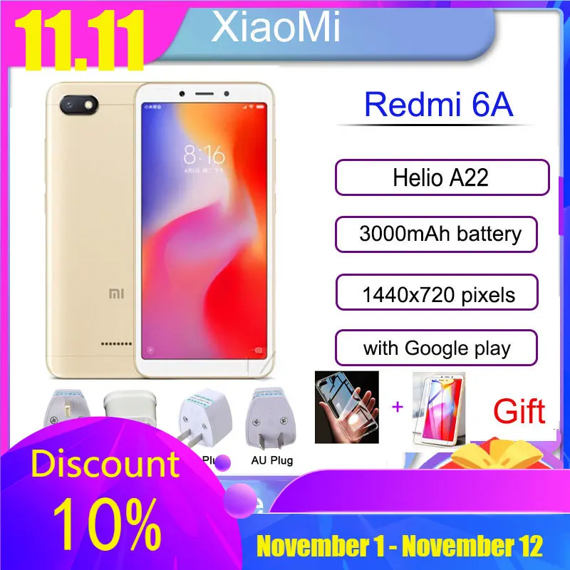 Cena Xiaomi Redmi 6A Smartphone 3GB 32GB Google Play Globalny Rom Telefon Komórkowy 5.45 ''pełny Ekran Helio A22 Procesor Telefon