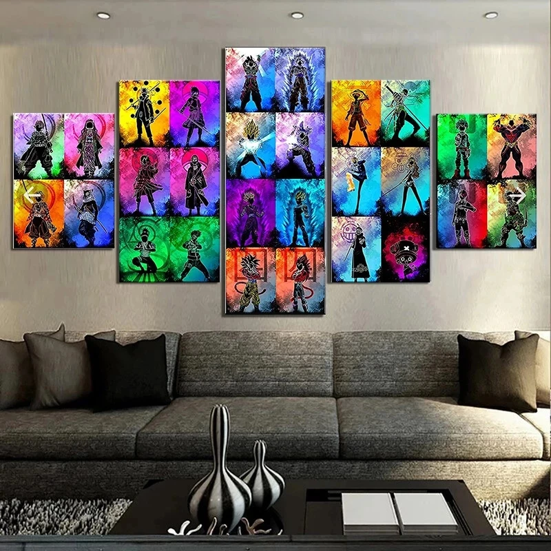 

5D Diy Diamond Paintings 5 Piece One Piece Naruto Demon Killer My Hero Academia Wall Sticker Embroidery Diamond Mosaic Decor