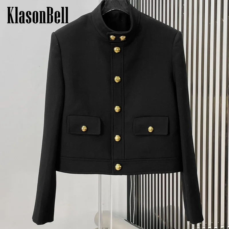 10.31 KlasonBell Женская мода с буквенным принтом и золотыми пуговицами камвольная