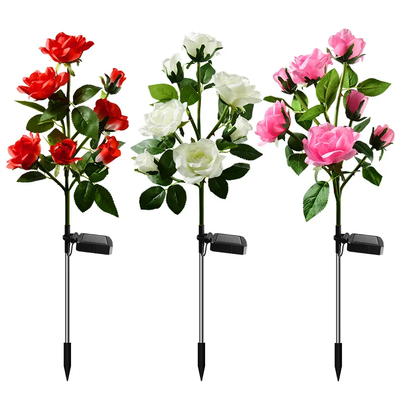 

3-7 Head LED Solar Rose Flower Light Garden Yard Lawn Night Lamp Landscape Home Decoration Flowers solar light outdoors