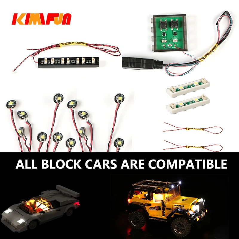 

12pcs 1X1 1X4 LED 0.8mm 2pin Building Blocks Car Lamp Simulation Lighting Multiple Colors Combination 10220/05007/79211/10467