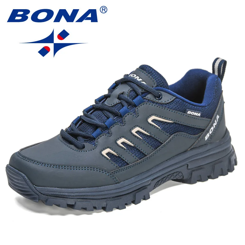 BONA 2022 New Designers Hiking Shoes Mesh Fabric Climbing Shoes Men Outdoor Trekking Sneakers For Man Rubber Sole Walking Shoes