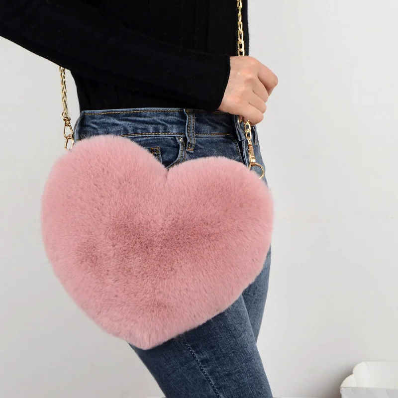 Cute Faux Fur Kawaii Crossbody Bags Wallet Purse Plush Chain Shoulder Bag Lady Handbag