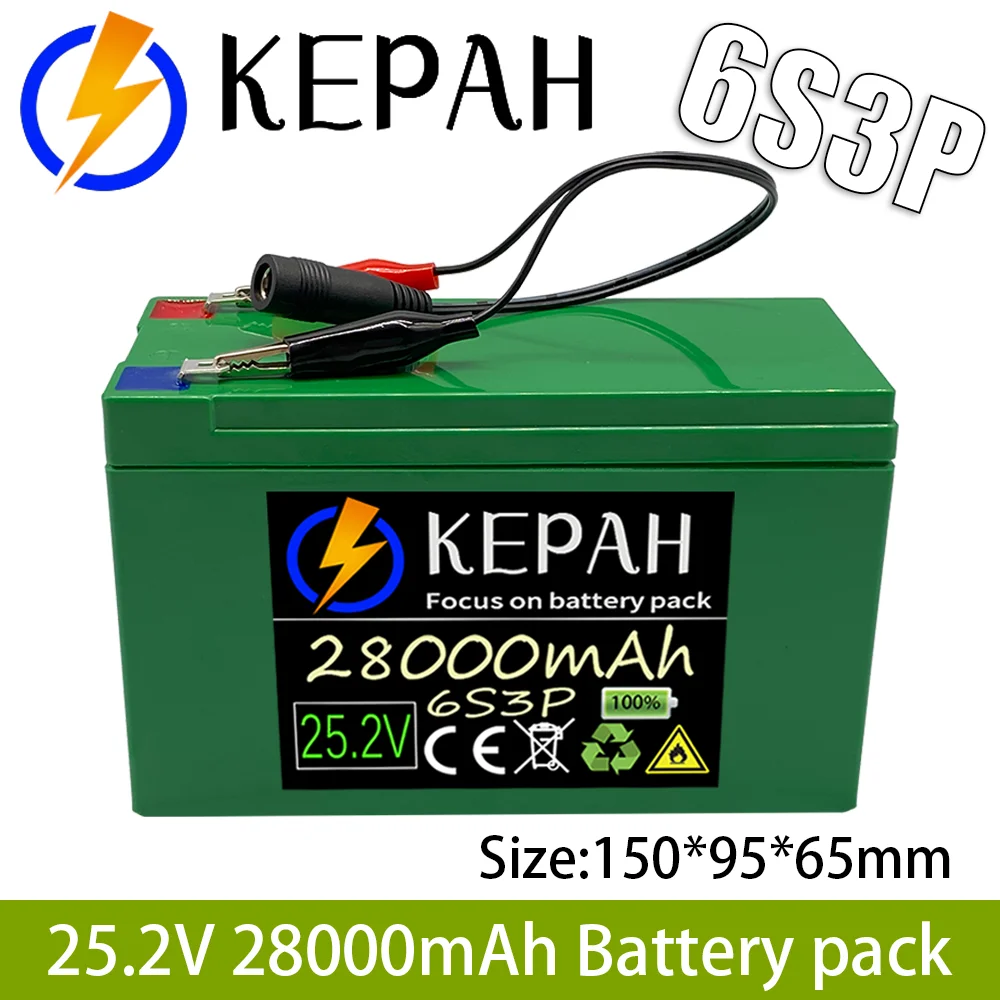 

6s3p 24V 28Ah battery pack 25.2V 28000mAh BMS electric bicycle toy car 18650 lithium ion battery pack