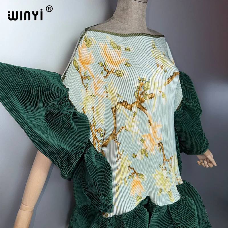 Элегантное плиссированное короткое платье WINYI для женщин, пляжная накидка, кафтан, абайя, мусульманская мода, роскошная вечерняя одежда для Дубая (art.: 3920db85ae78a) - 3920db85ae78a
