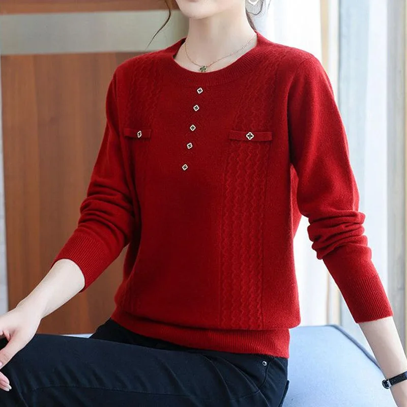 Новый осенний модный тренд однотонный свободный и универсальный тонкий вязаный