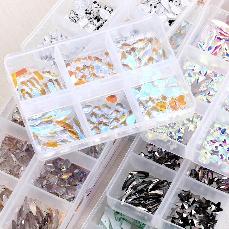 

Rhinestone Heart Gems Nails 1Box Decoration Design Free shipping Summer Dress Glitter Supplies For Professionals Flatback Charms