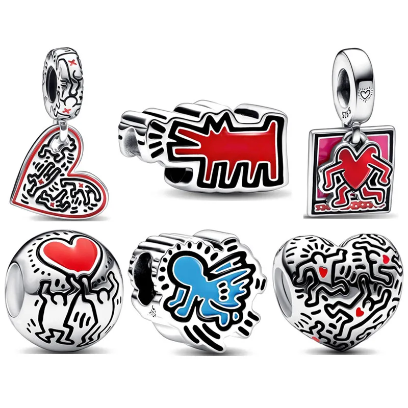 New Fit Pendant Charm 925 Silver Original Bracelet Trinket DIY Jewelry In Running Heart People Pendants Charms Bead