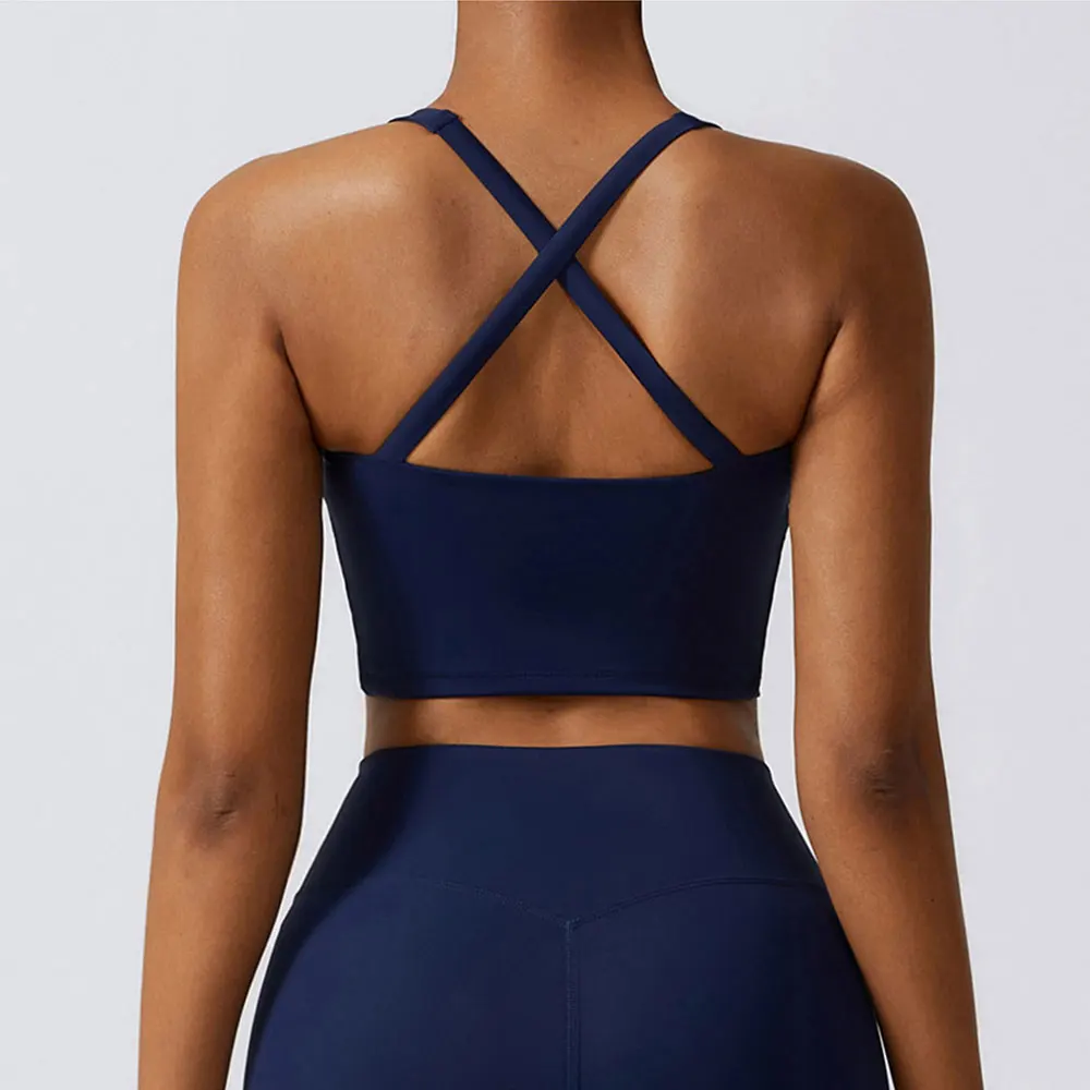 

Женский спортивный бюстгальтер с перекрестными лямками, женский спортивный бюстгальтер пуш-ап, спортивный бюстгальтер для йоги, тренажерного зала, высокопрочный кроп-топ, топ для фитнеса, женские бюстгальтеры