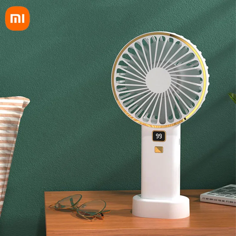 Xiaomi USB Mini Fan Rechargeable Portable Handheld Fan Digital Display Lazy Temporary Travel Shopping Cooling Home Air Cooler