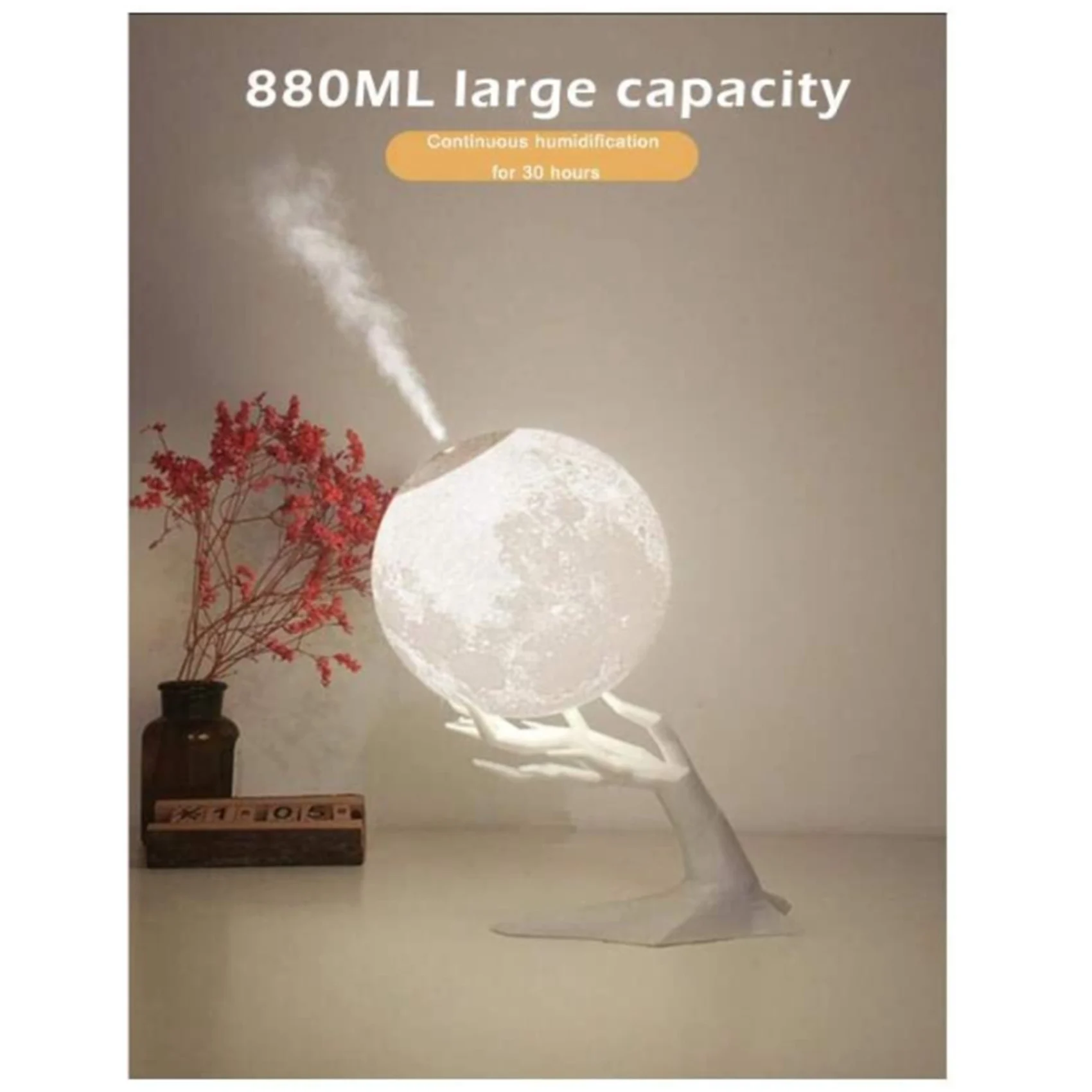 Ultrasonic Air Humidifier Moon Lamp with LED 3 Colors Night Light USB Aromatherapy Diffuser Home | Бытовая техника