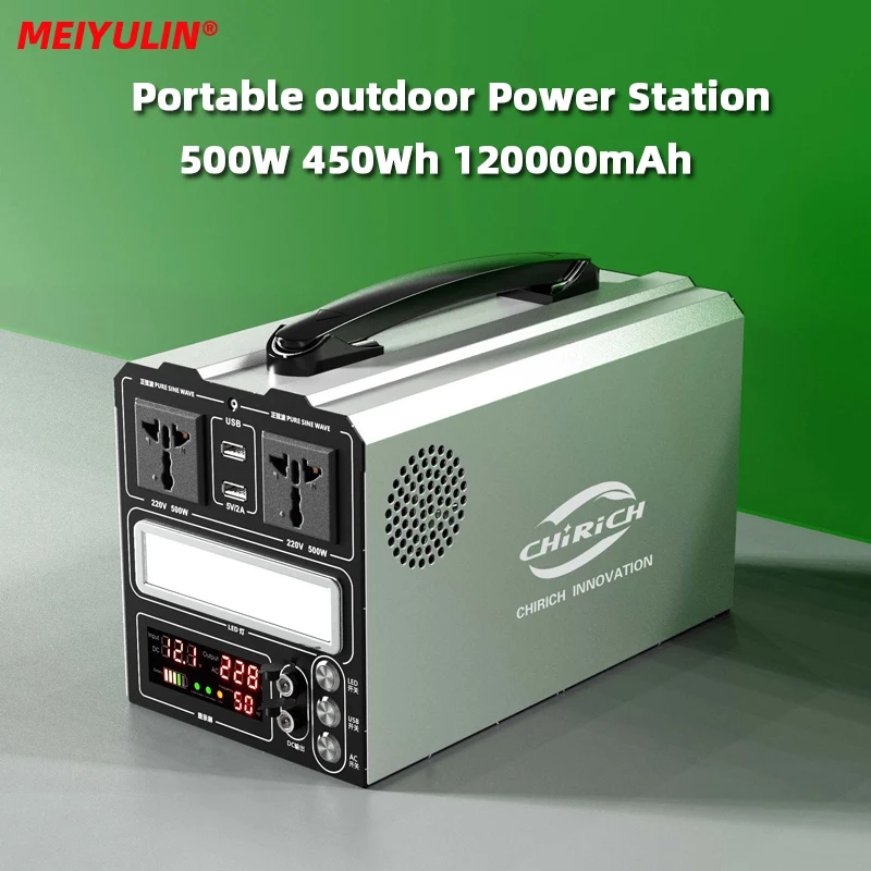 

120000mAh Solar Generator Power Supply Station 500W Portable Auxiliary Battery Power Bank for Outdoor Camping Emergency Lighting