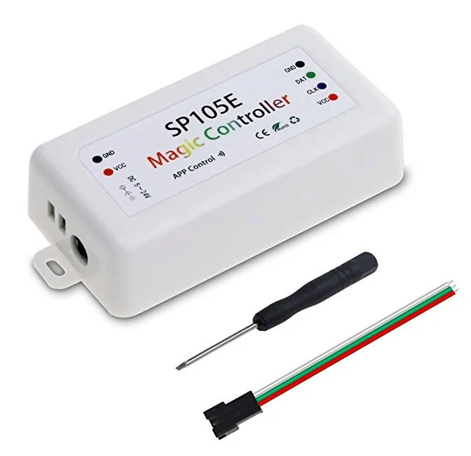 

Пиксельная Светодиодная лента Sp105e с управлением через приложение по Bluetooth; Для светодиодных полос Ws2801, Ws2811, Ws2812b, Apa102, Ws2815