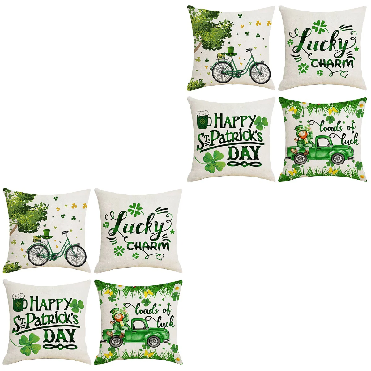 

8 pcs Clover Cushion Covers St Patrick's Day Pillowcase Sofa Cushion Covers