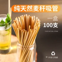 100pcs a natural wheat straw environmentally friendly portable 100 biodegradable straws drinking straw bar kitchen accessories