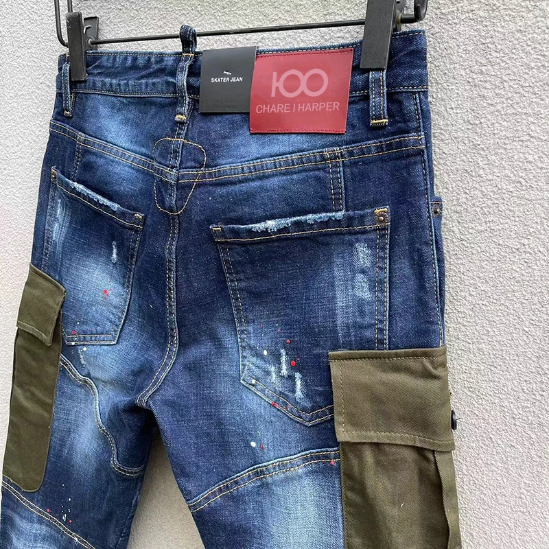 Мужские джинсы 100 благосостояние t163 эластичные тонкие модные мужские брюки в