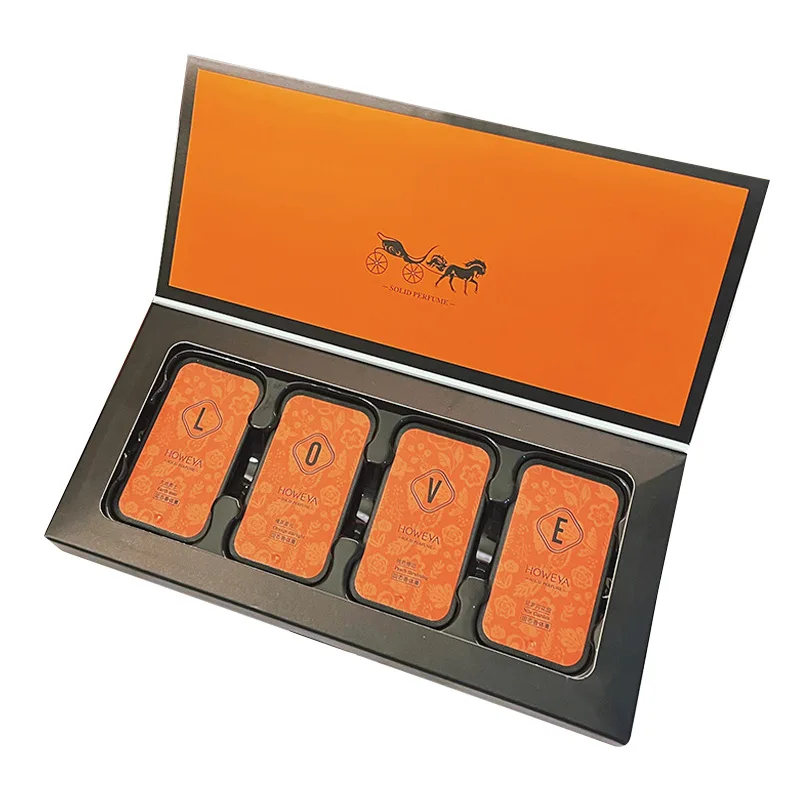 1set 4pcs Emmasys Orange Solid Perfume Set Long Lasting Eau de Parfum Portable