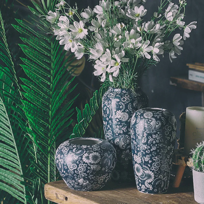 

Керамическая Сине-белая ваза Jingdezhen, Роскошная большая ваза, цветочный горшок, скандинавские вазы, Современное украшение для дома и гостиной