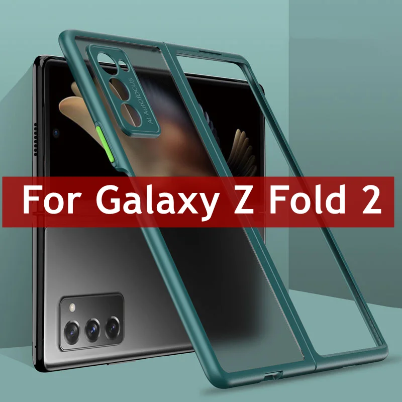 case for samsung galaxy z fold 3 2 5g frosted translucent case tpu frame hard clear back cover s pen slot holder kickstand case free global shipping