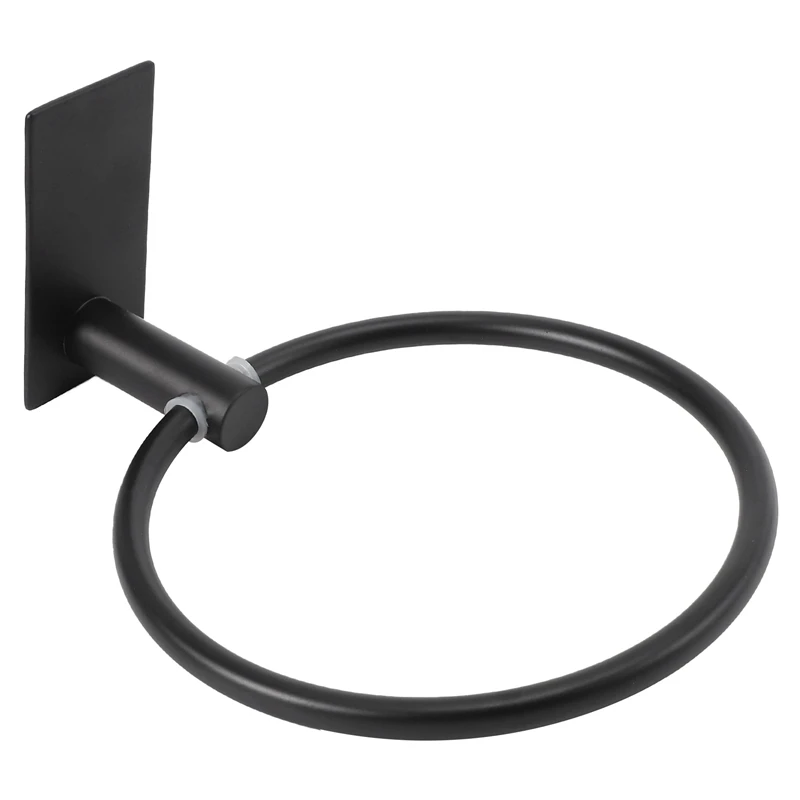 

Towel Ring/Hand Towel Holder - Self Adhesive Round Towel Rack Black Hand Towel Bar For Bathroom, Stainless Steel