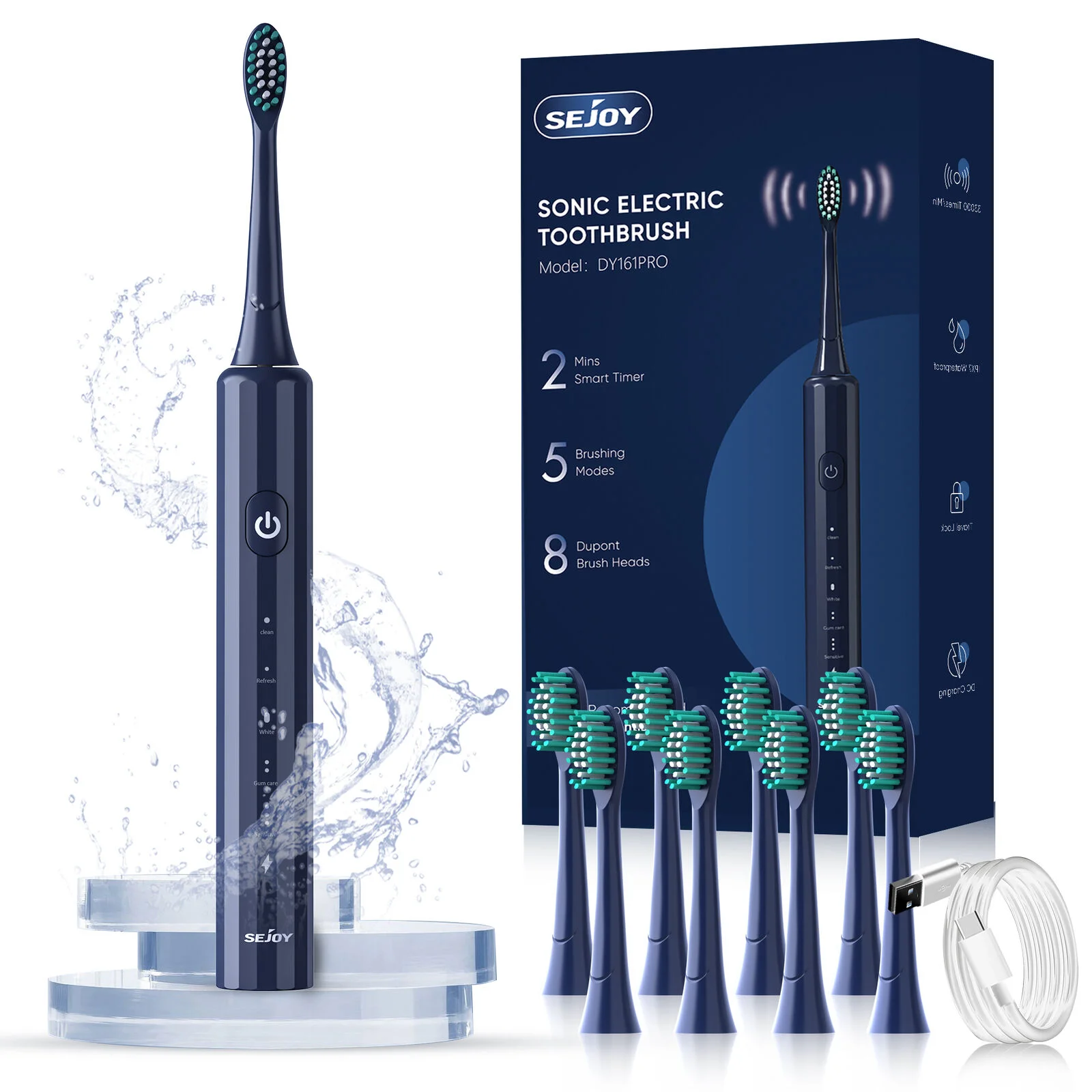 Электрическая зубная щетка SEJOY Sonic 8 насадок
